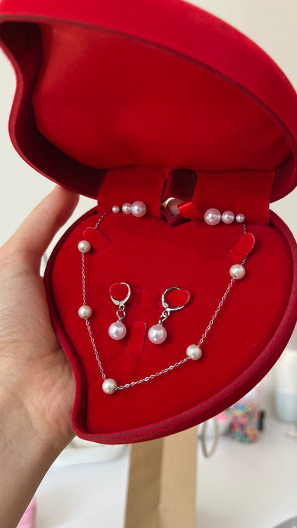 ست زنانه گردنبند و دستبند مدل مروارید