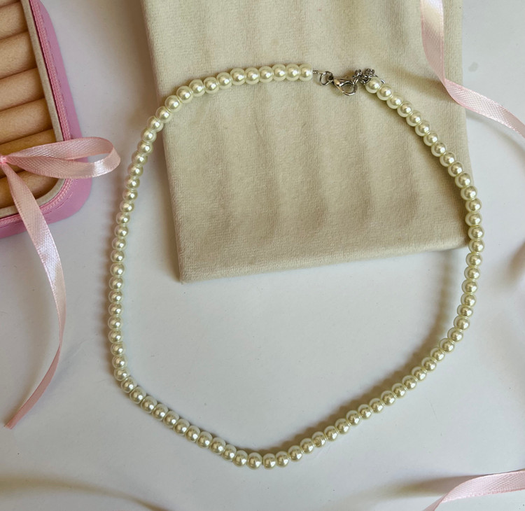 گردنبند زنانه مینیمال تمام مرواریدی