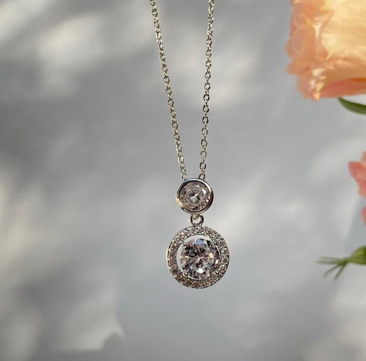 گردنبند زنانه جواهری نگین مخراج رنگ ثابت