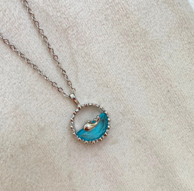 گردنبند زنانه استیل مدل وال در دریا گردنبند ترند اینستاگرام