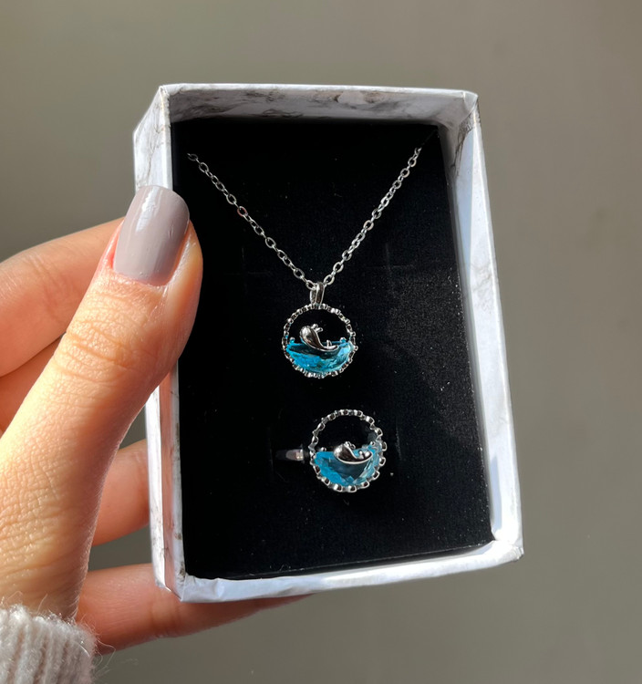 گردنبند زنانه استیل مدل وال در دریا گردنبند ترند اینستاگرام