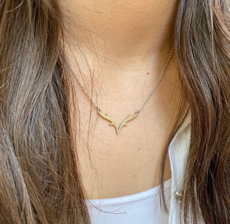 گردنبند زنانه استیل مدل شاخ گوزن رنگ ثابت و ضدحساسیت