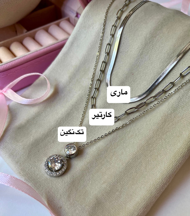 کالکشن گردنبند زنانه جواهری مدل مینیمال رنگ ثابت سه لاین